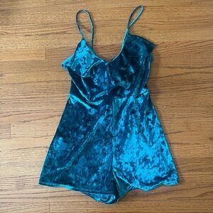 Urban Outfitters Turquoise Velvet Romper